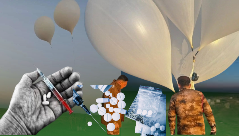 هێزەکانی پاسەوانی عێراق: دەست بە سەر ۱٨ کیلۆ ماددەی هۆشبەر گیرا کە لە رێگای باڵۆنەوە ئەگوازرایەوە