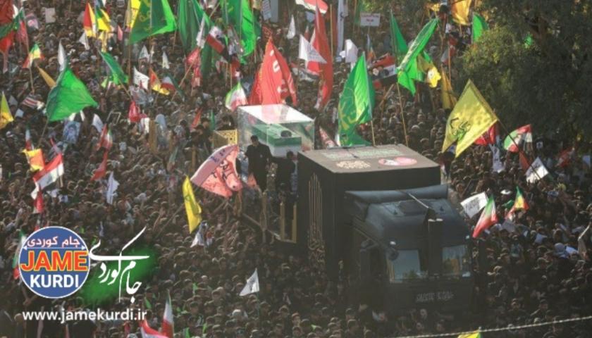 بەڕێوەچوونی ڕێوڕەسمی بە خاکسپاردنی خامنەیی لە عێراق لە نێوان هێرشە هاوبەشەکانی ئەمریکا و ئێراندا