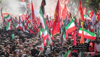 تصاویری از تشییع پیکر امام مجاهد شهید و شهدای خانواده ایشان در میان خیل عظیم جمعیت تهران